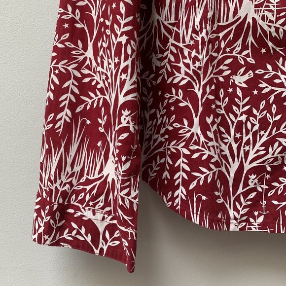 Seasalt Larissa Shirt Size UK 10 Red Long Sleeves Cotton Tree Woodland - Picture 9 of 12